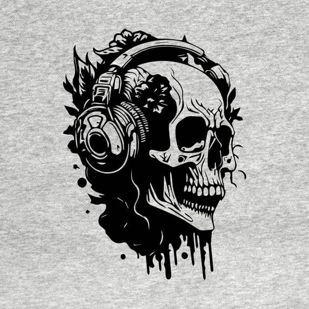 skull listening to music by lkn